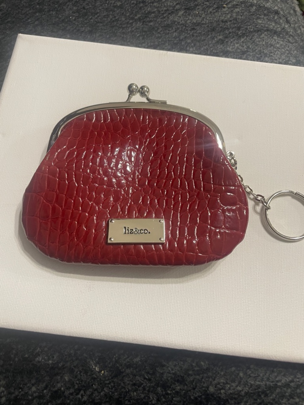liz & co. Red Croc-Embossed Kiss-Lock Keyring Coin Purse